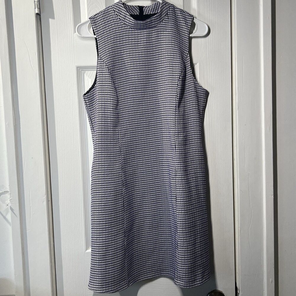BCBGeneration Womens Purple Houndstooth Print Sheath Dress Sleeveless Size 8 (M)